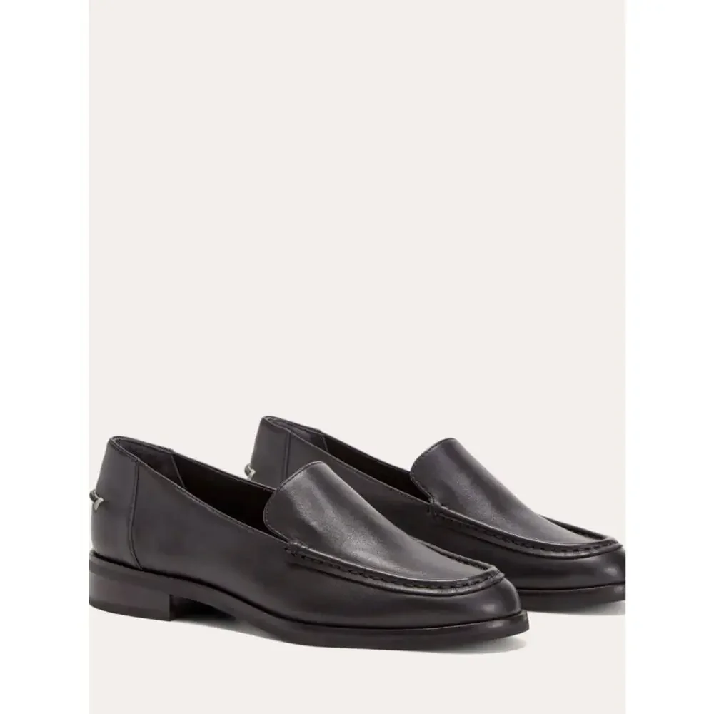 Everlane The Modern Classic Black Leather Slip On Loafers Stacked Heel Size 7.5